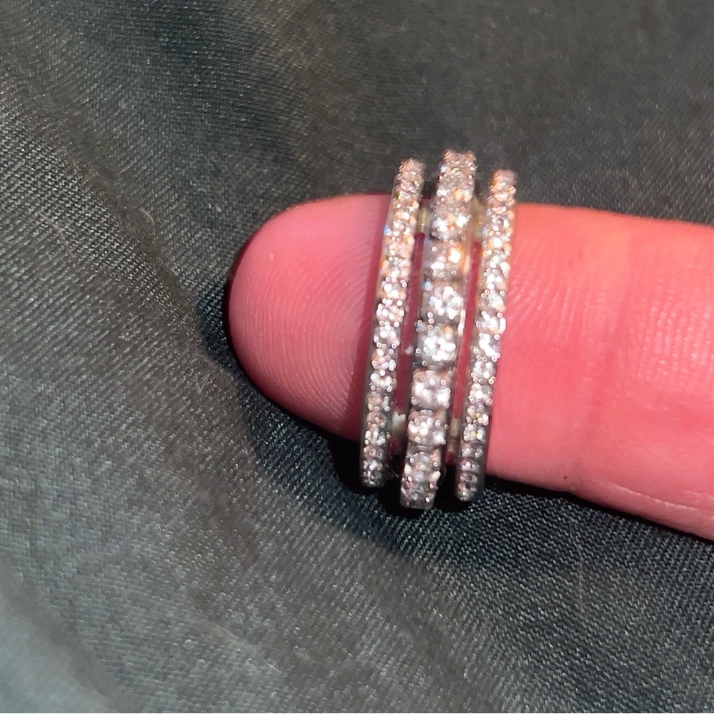 Elegant Silver Stacked Ring Set Swarovski Brand New. Worn once, does not fit.
